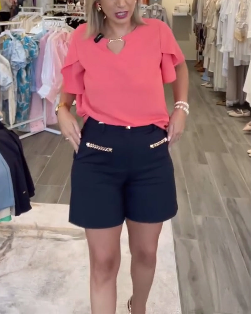 Chain Embellished Casual Shorts