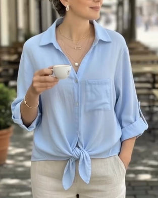 Solid Color Casual Long-Sleeved Shirt