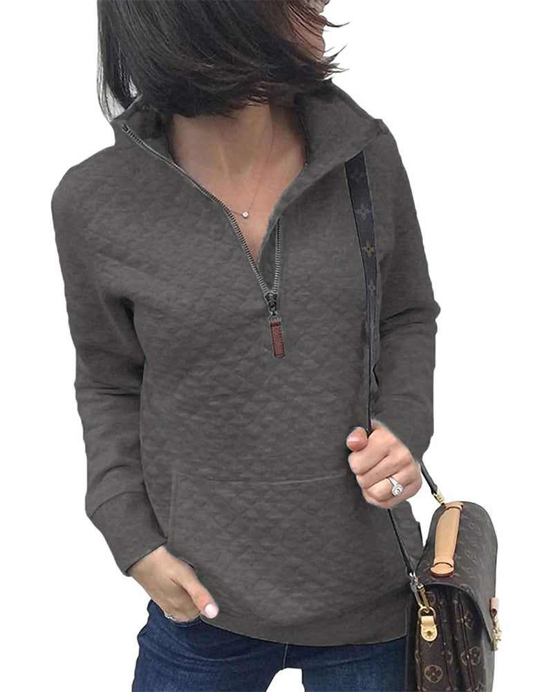 Casual Zip Long Sleeve Sweatshirt