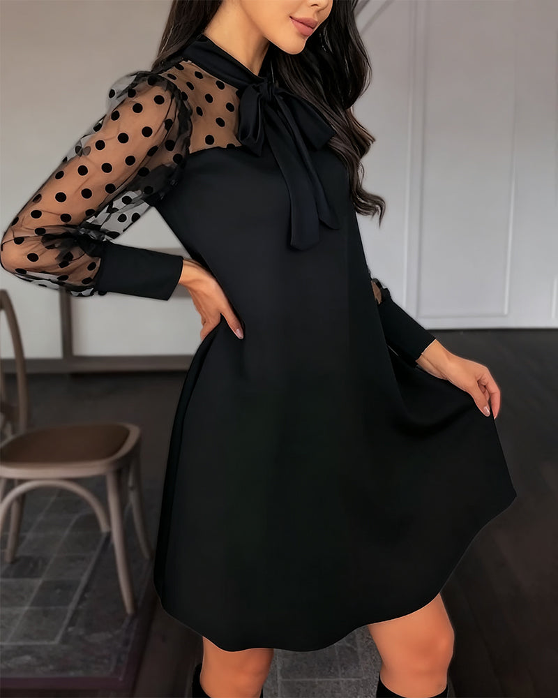 Ribbon Stitching Elegant Solid Color Dress