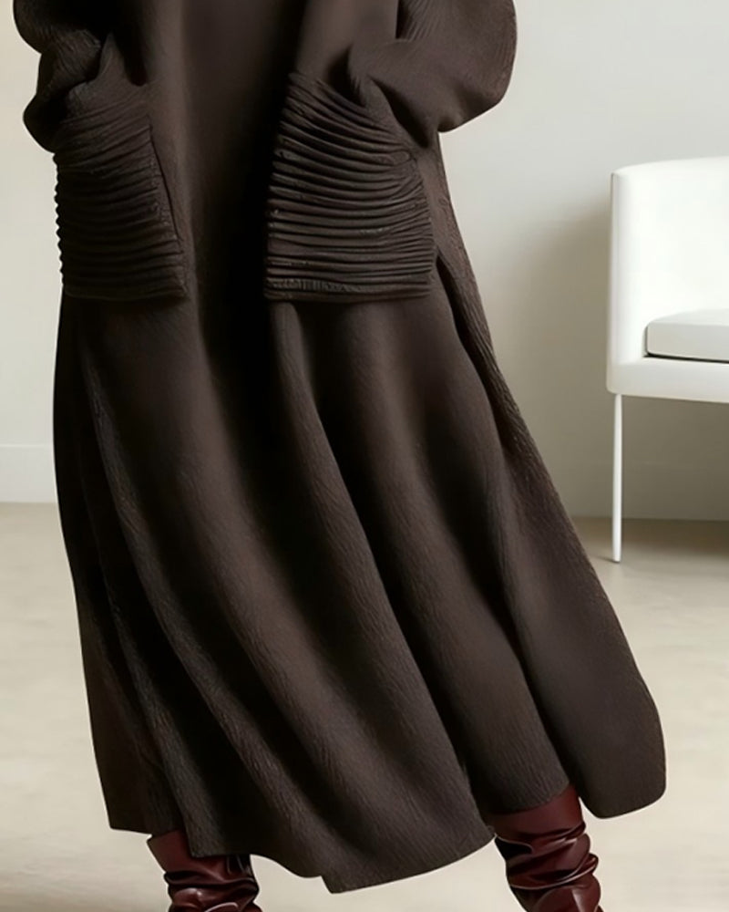 High-Neck Pocket Design Dress