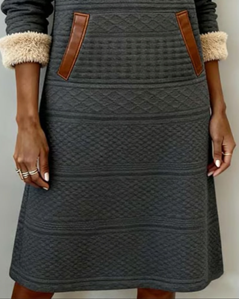 Color-Blocked Stylish Hooded Dress
