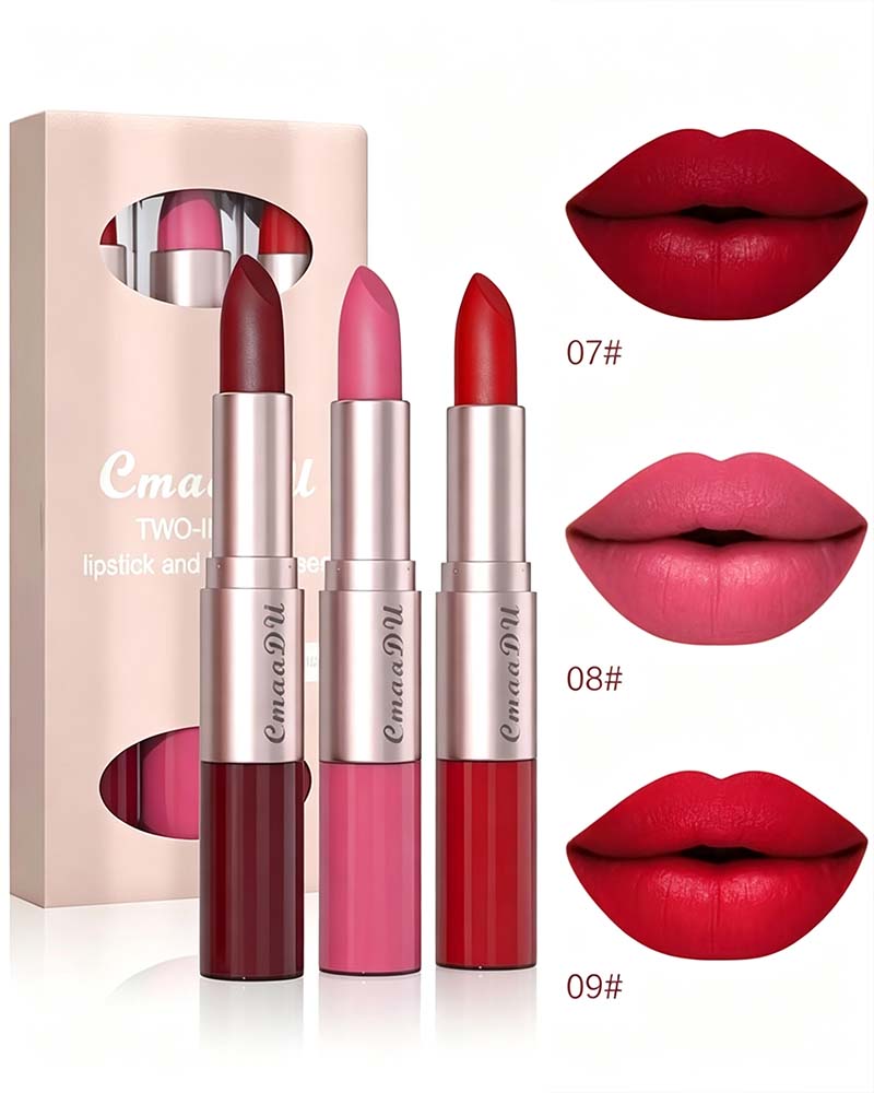 2-in-1 Dual-Ended Lipstick and Lip Gloss Set