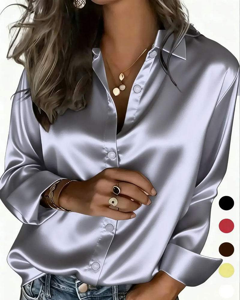 Lapel Draped Long Sleeve Casual Shirt