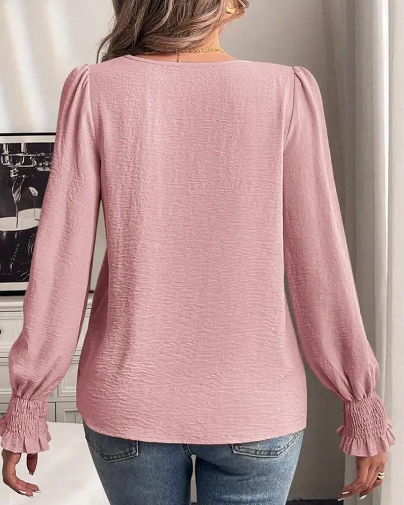 Women's Plain Casual Round Neck Top