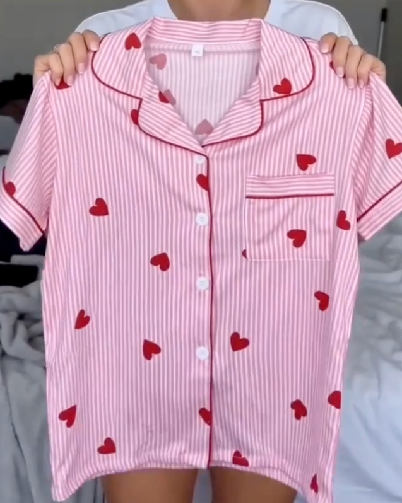 Heart Stripe Loungewear Set