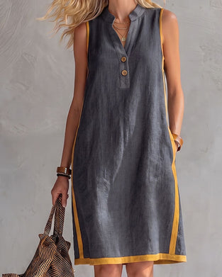 Contrast Trim Sleeveless Dress