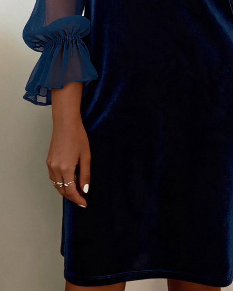 Shirt Collar Ruffle Dress