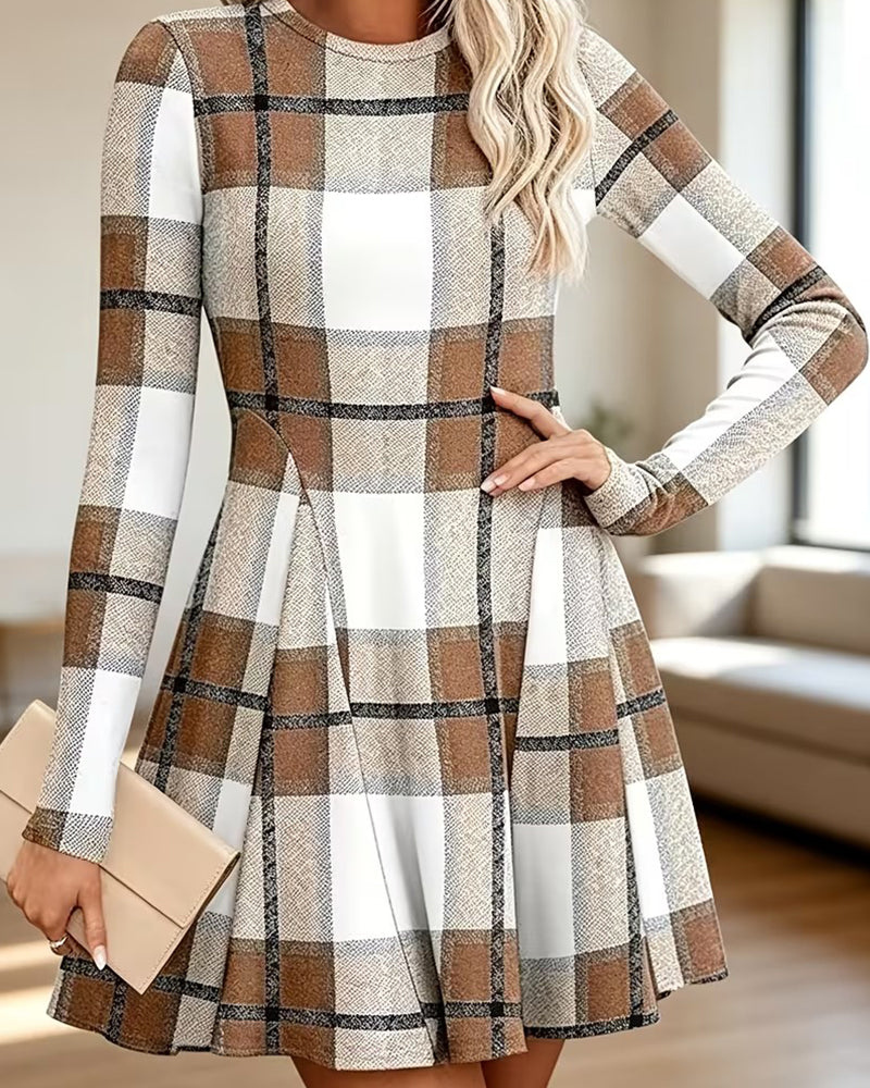 Plaid Long Sleeve Dress