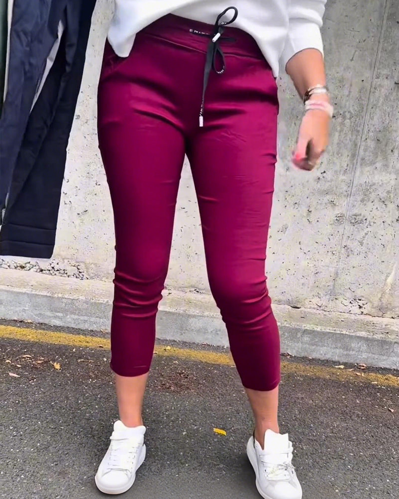 Elastic Drawstring Pencil Pants