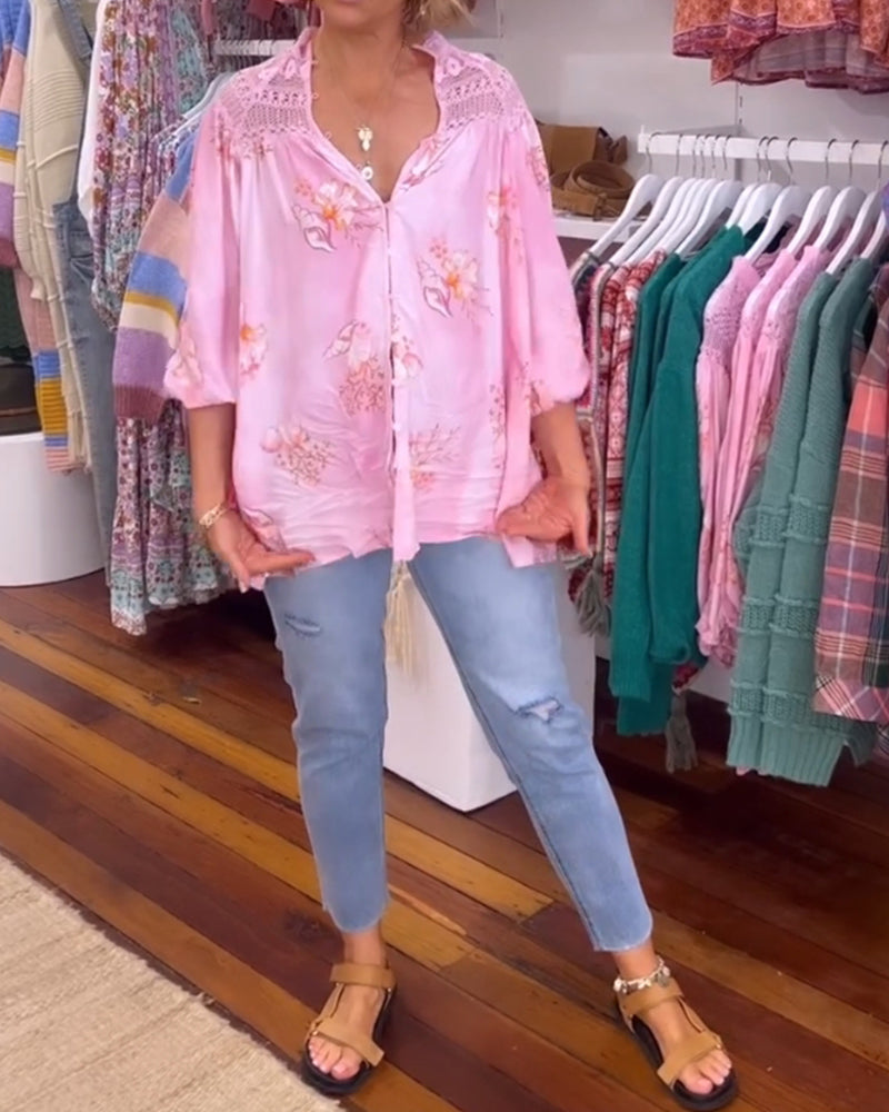 V-neck soft printed shirt