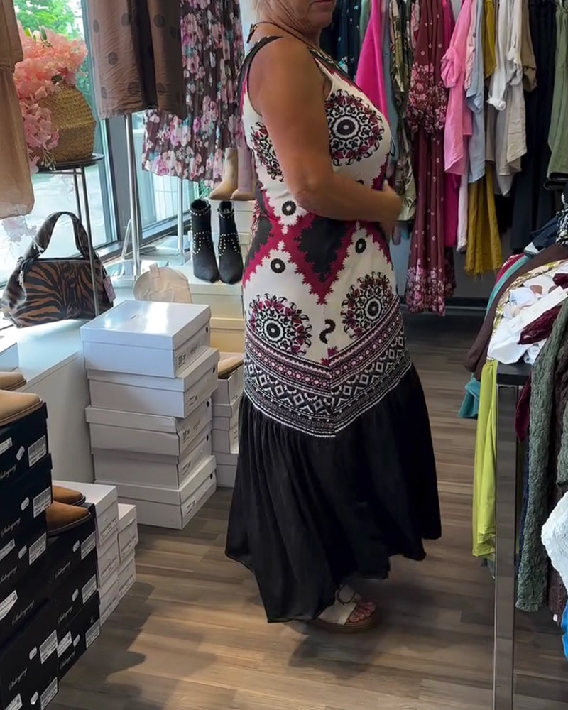 V-Neck Sleeveless Full Skirt Dress