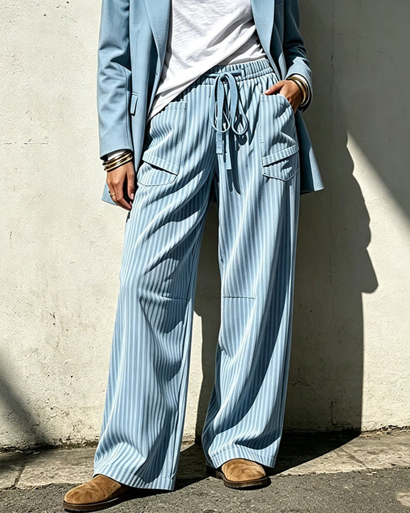 Pocket Drawstring Long Pants