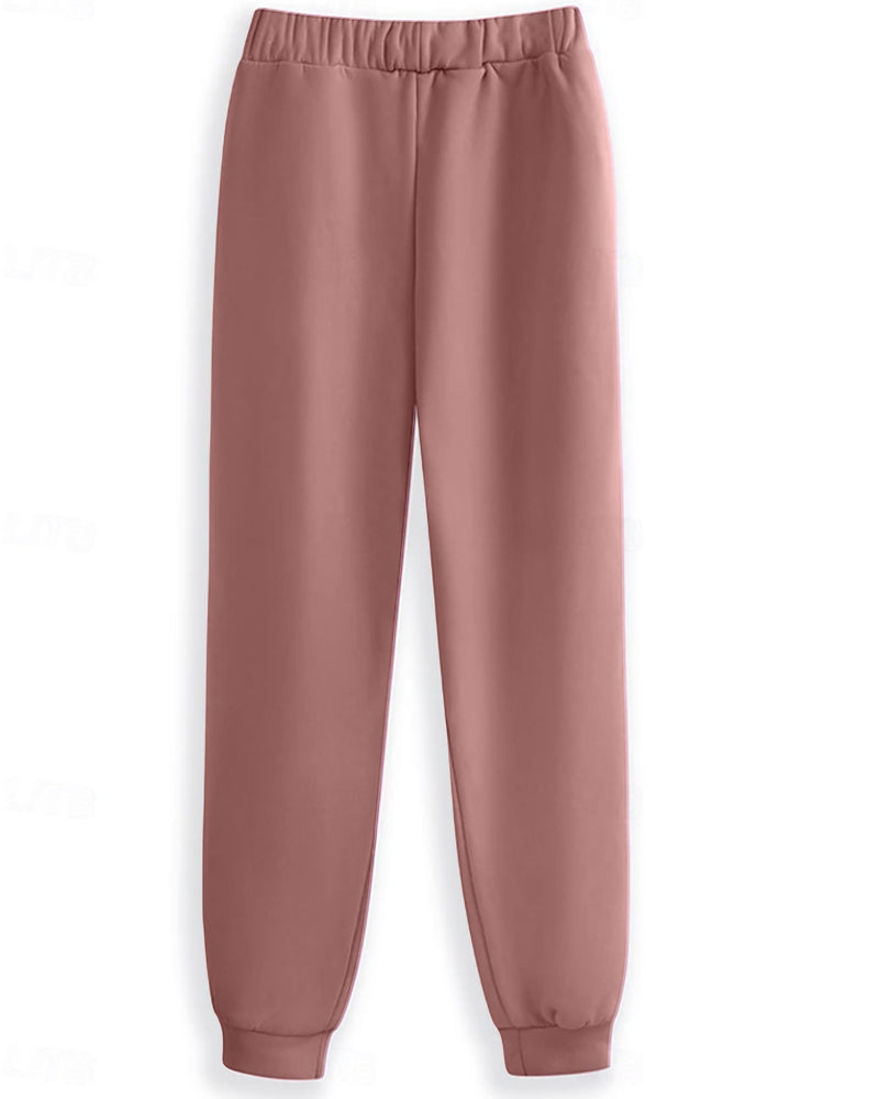 Letter printed fleece casual pants