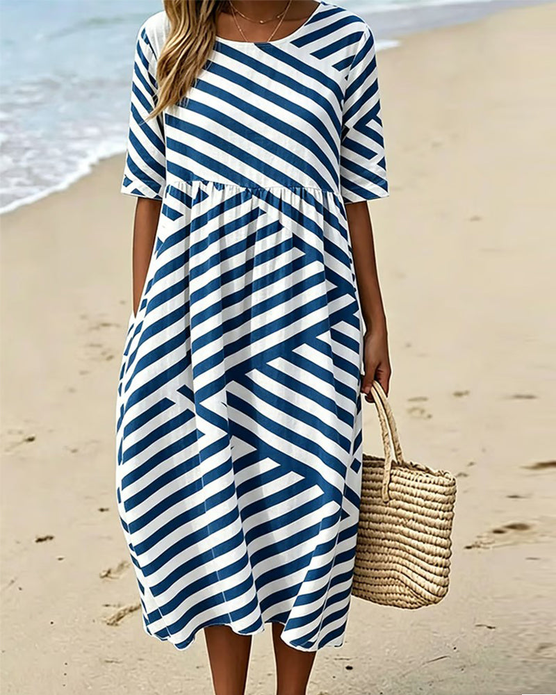 Striped Vacation A-Line Dress