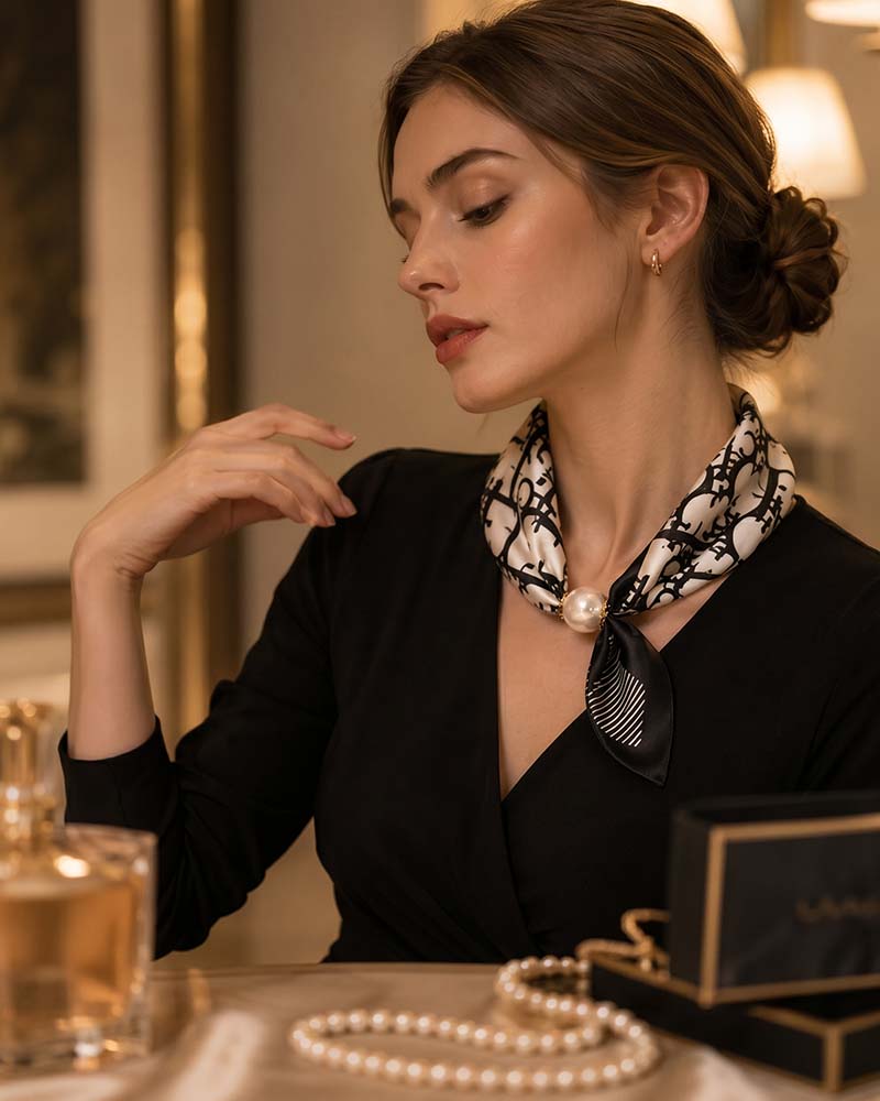 Effortless Glamour: Pop-On Pearl Necklace Scarf 🧣