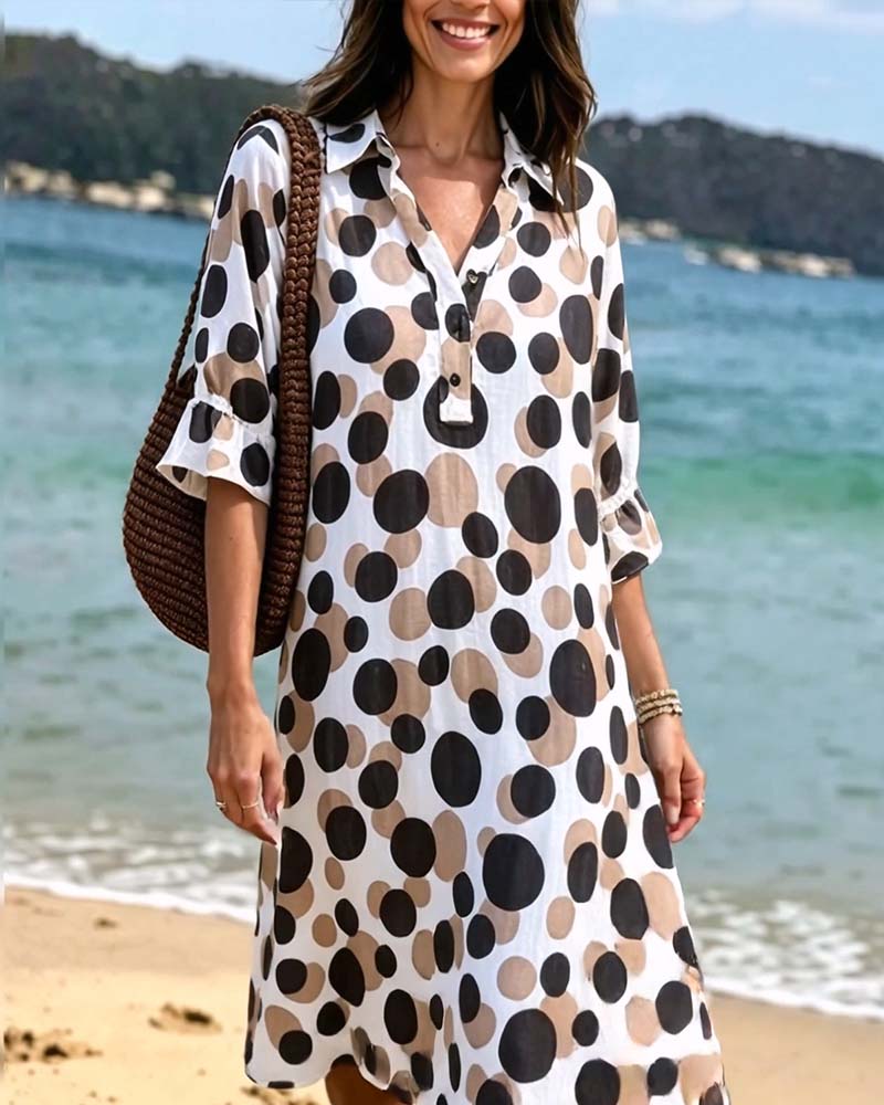 Polka Dot Half Sleeve Dress