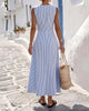 Stripe Twist Waist Sleeveless Maxi Dress