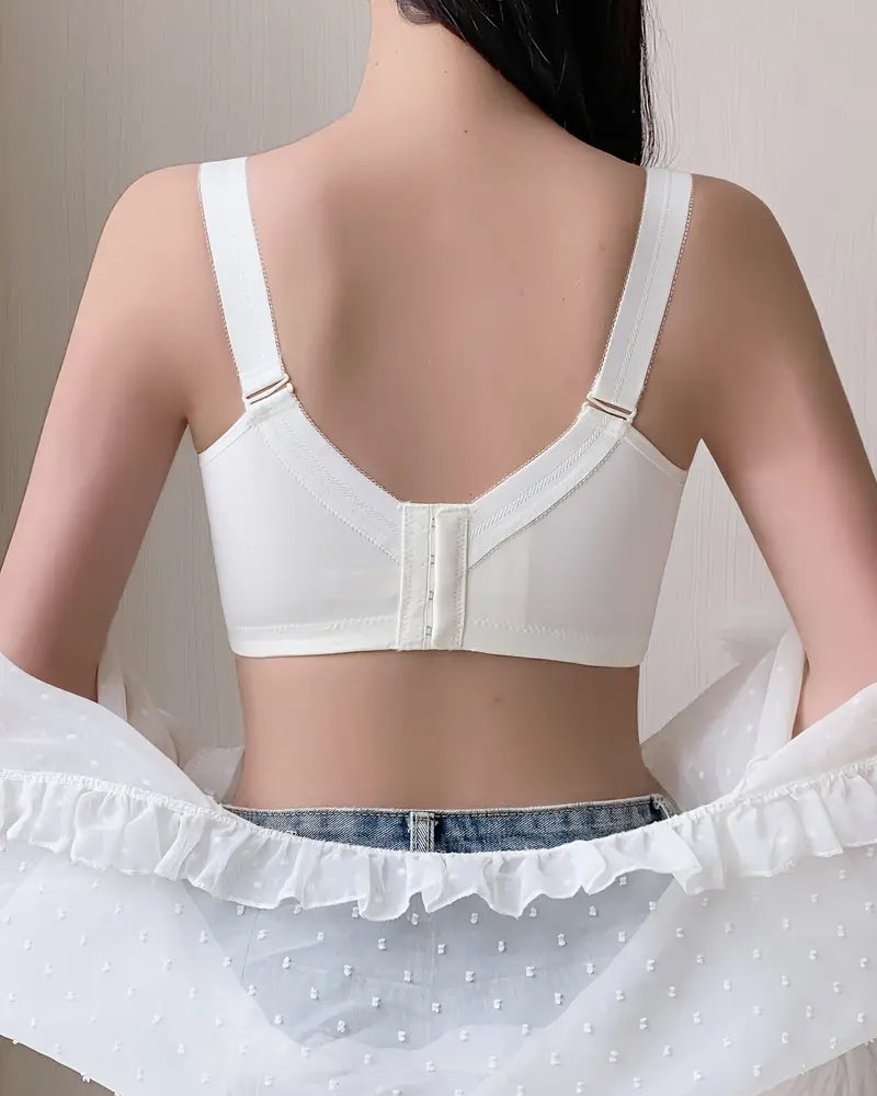 Elegant Full Coverage Bow Contrast Lace Push Up Bra