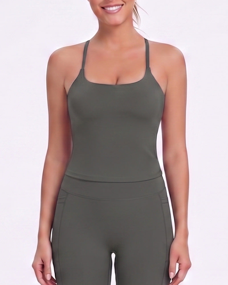 Back Cross Solid Cami Top