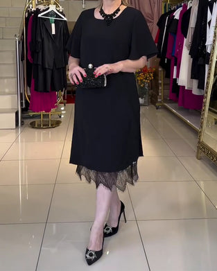 Lace Splicing Plus Size Slit Dress