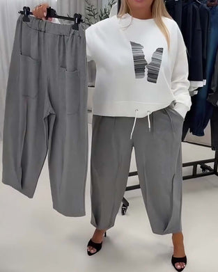 Pleated Wide Leg Harem Cropped Pant