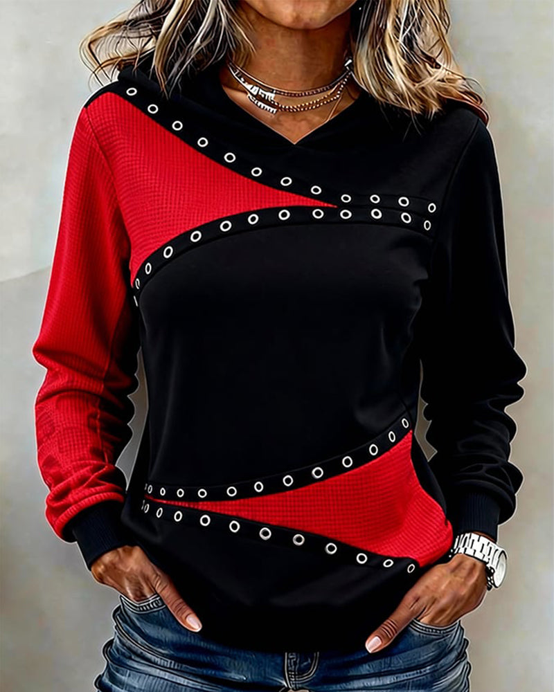 Color-Contrast Casual Hoodie