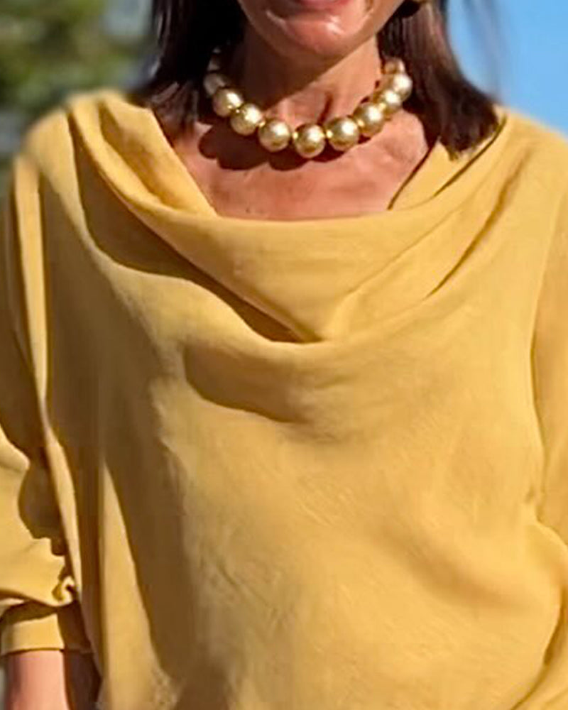 Draped Neck Loose Blouse