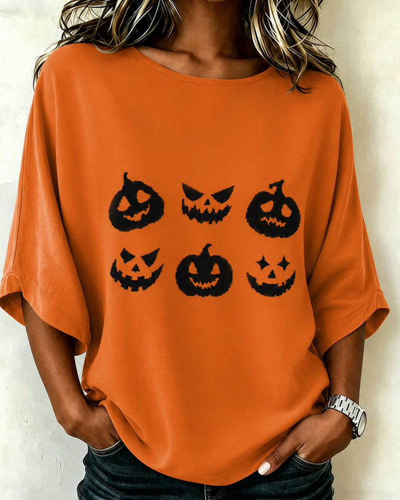 Pumpkin Print Short Sleeve T-Shirt