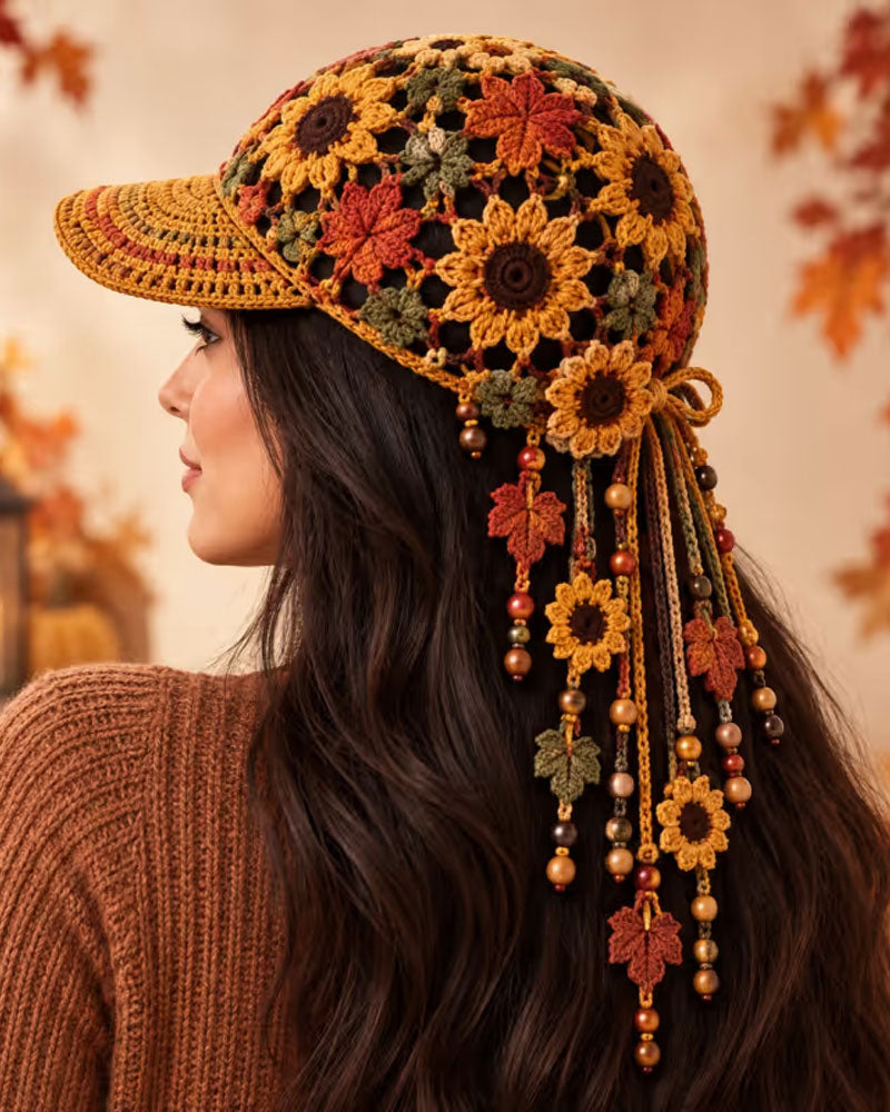 🍂 Women’s Handmade Crochet Autumn Baseball Cap