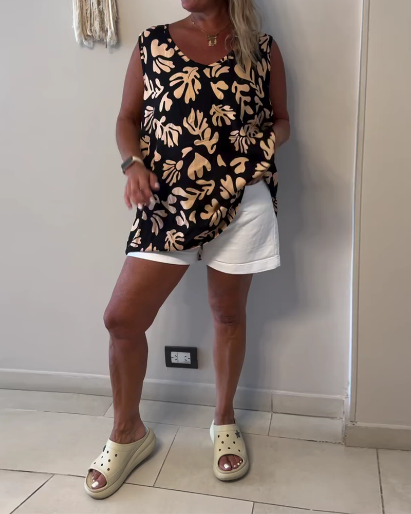 Abstract Plant Print Tank Top