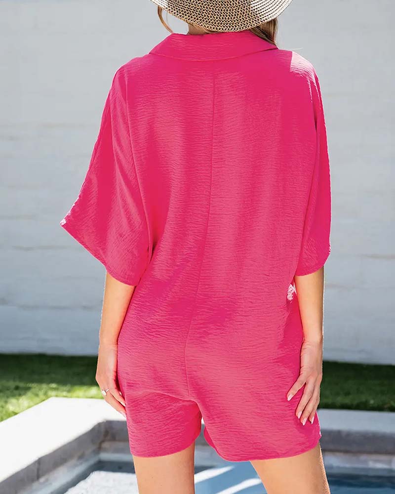 Collared Casual Button Jumpsuit