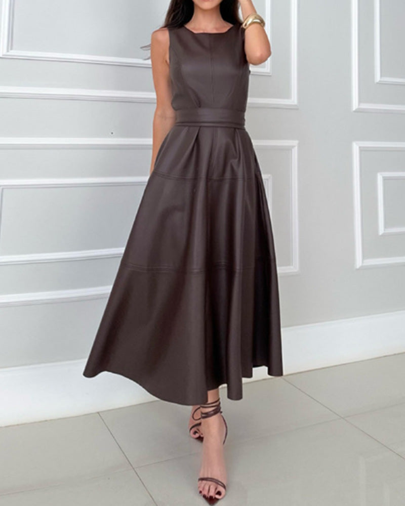 Round Neck Sleeveless A-Line Dress