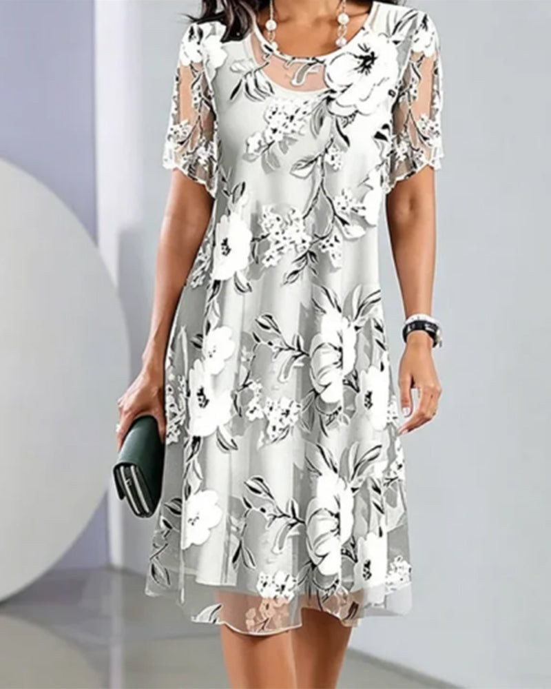Round Neck Floral Dress