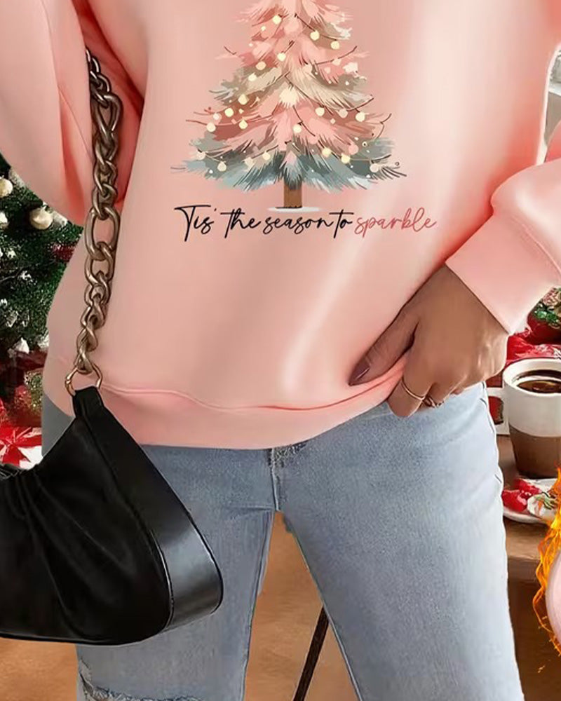 Christmas Tree Print Crew Neck Sweatshirt