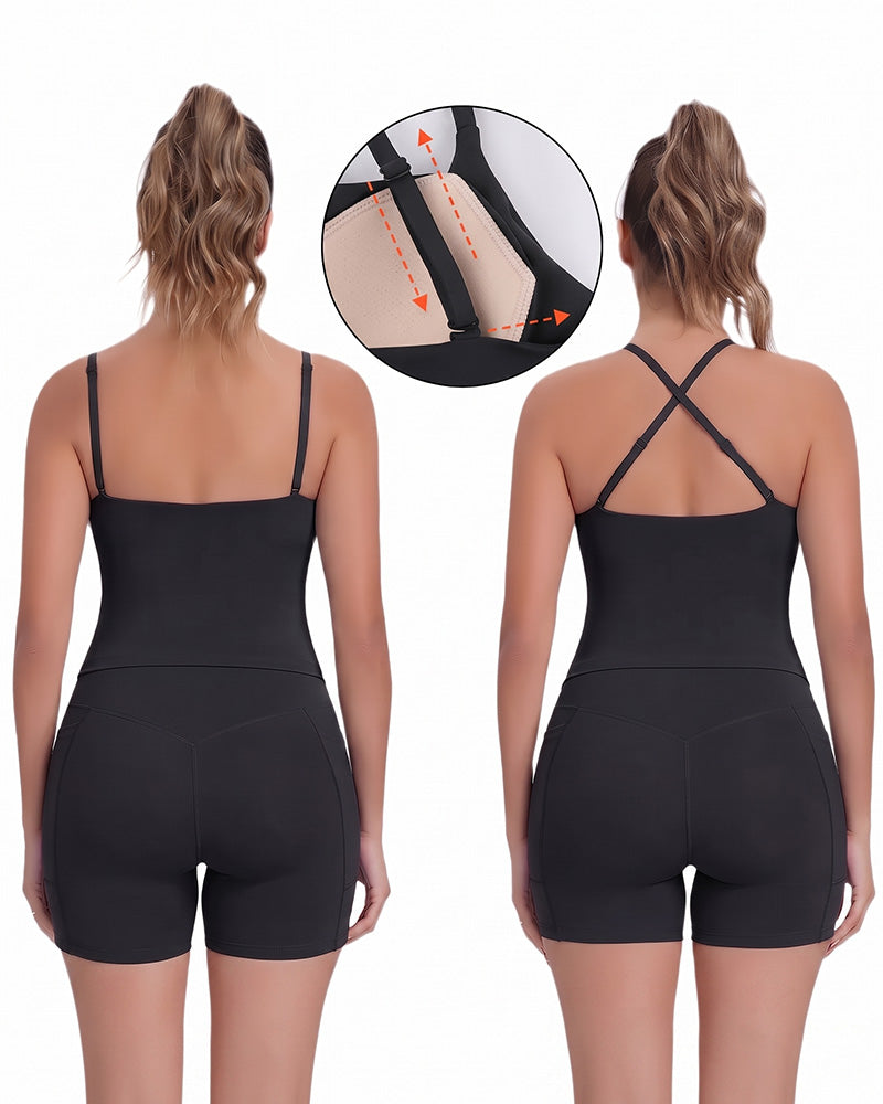 Back Cross Solid Cami Top
