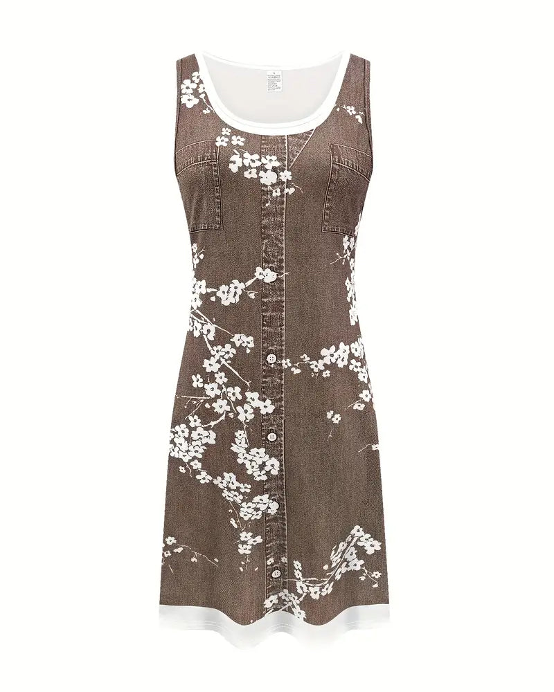 Casual Sleeveless Vest Print Dress