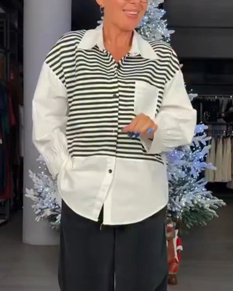 Striped Button-Down Collar Shirt