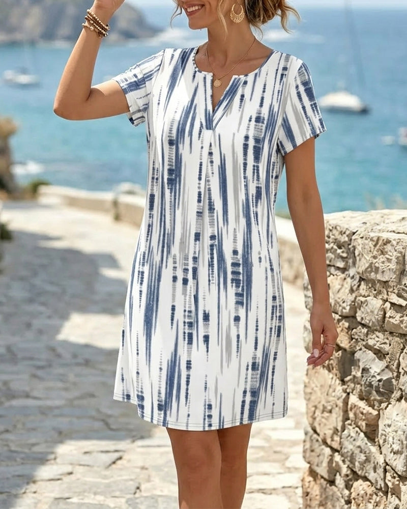 Casual Striped V-Neck Dress