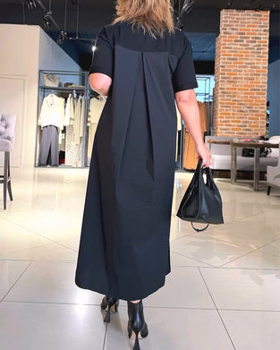 Pullover Patchwork Shirred Dress