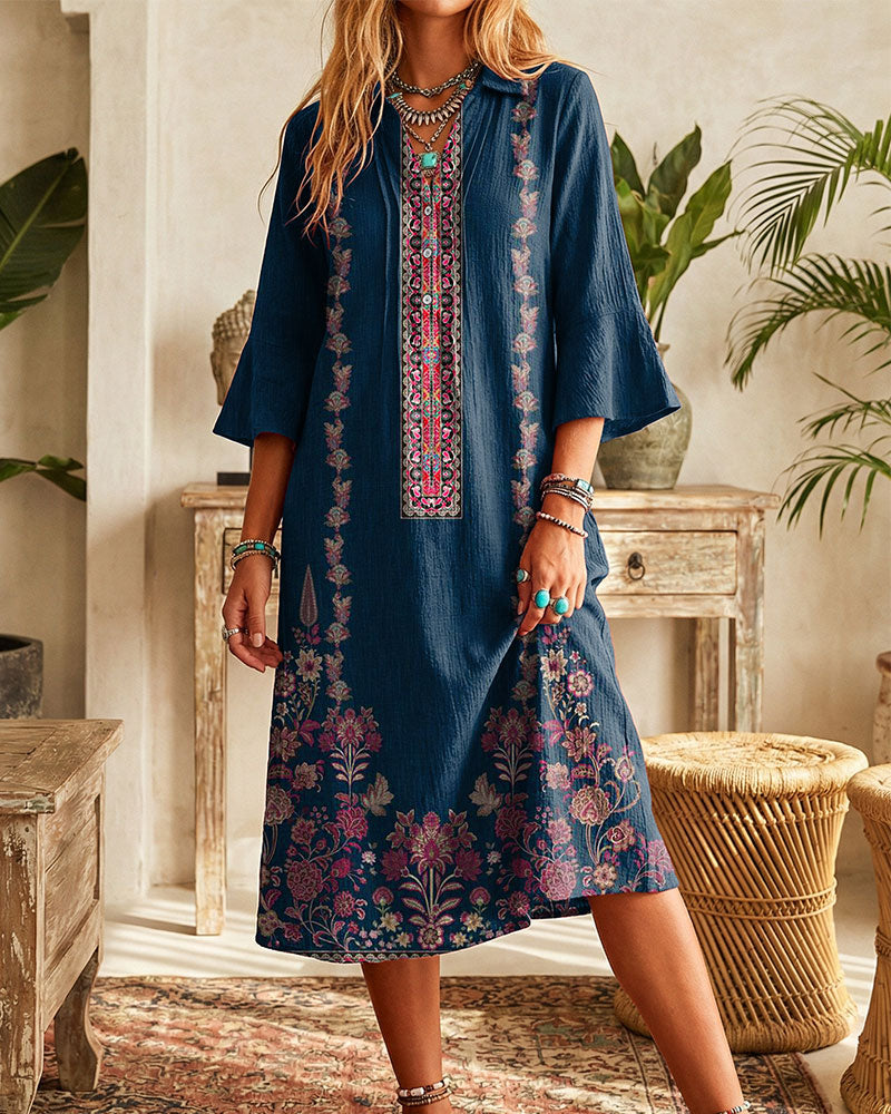 Flared Sleeve Loose Retro Dress