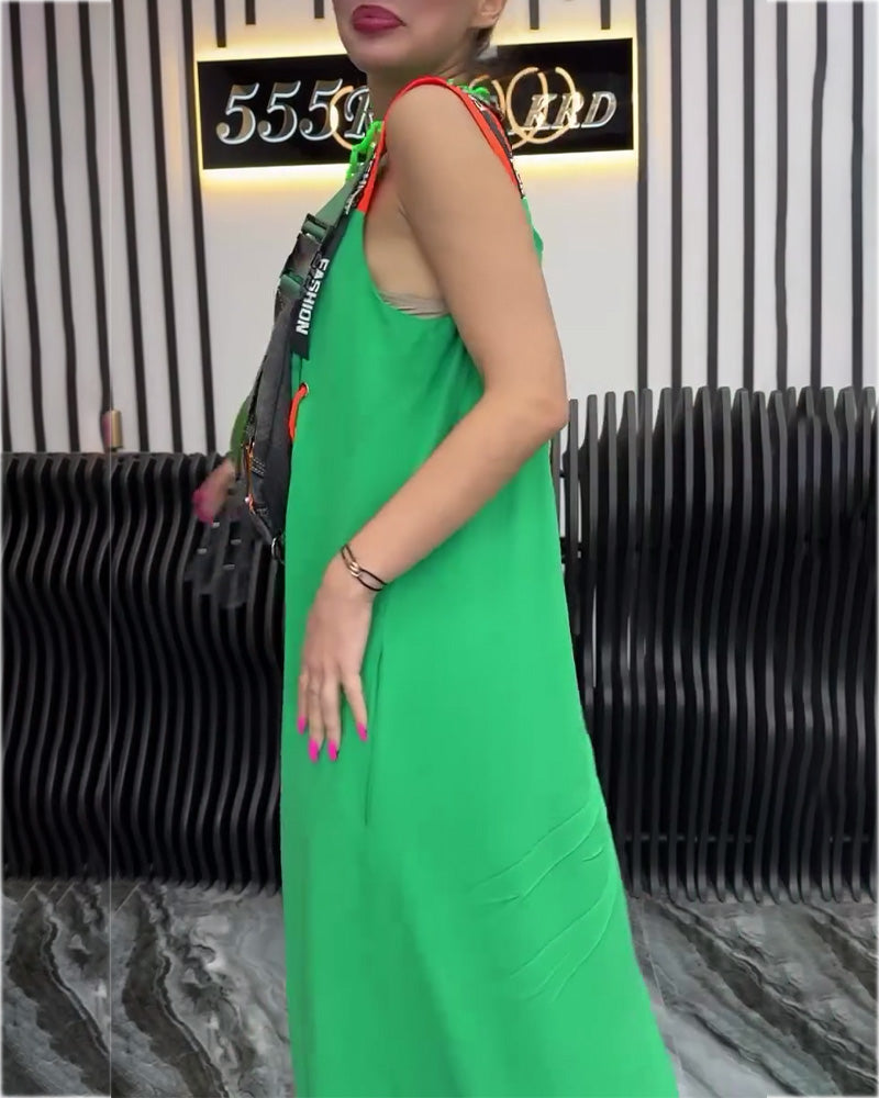 Sleeveless Personalized Letter Print Dress