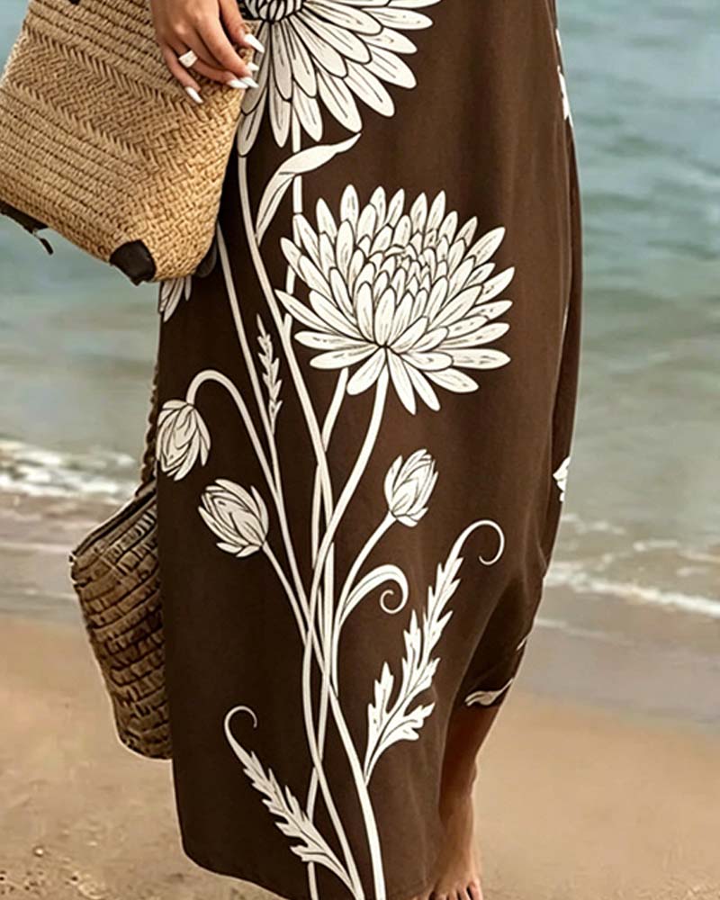 Sleeveless Floral Print Dress