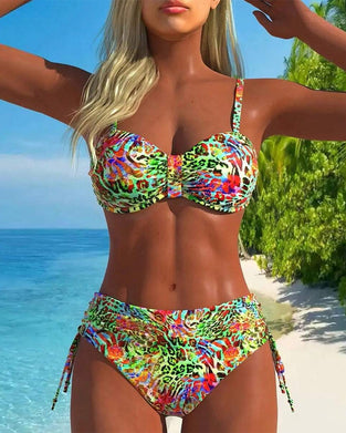 Eye-catching Leopard-print Two-piece Swimsuit