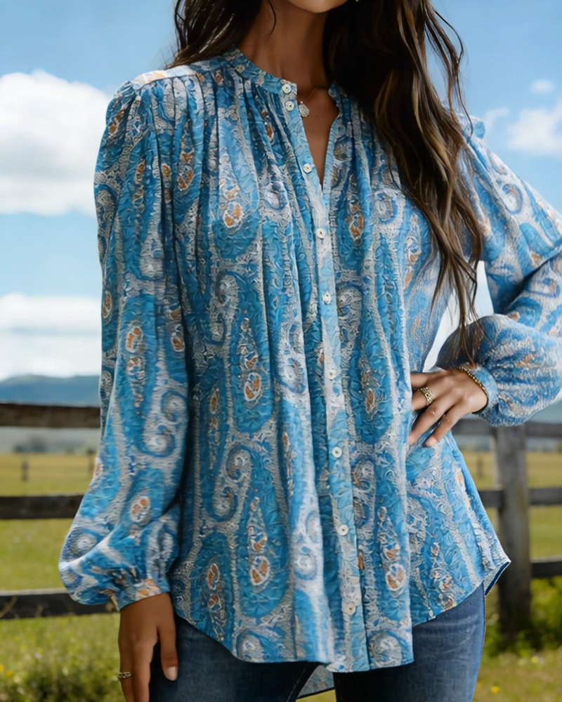 Boho Cashew Flower Print Blouse