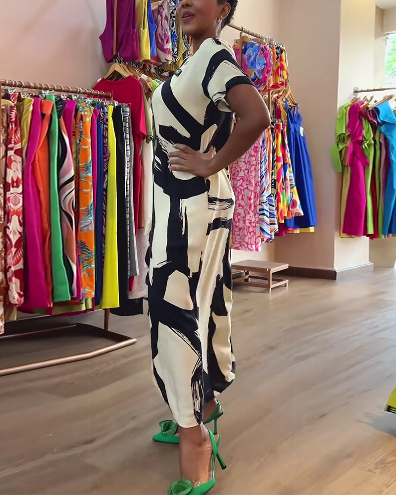 Printed Irregular Hem Dress