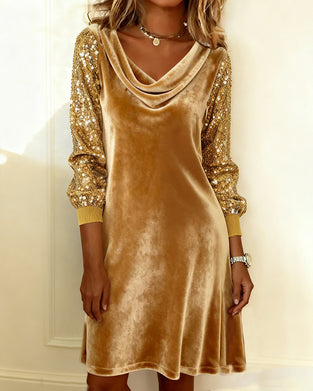 Elegant Velvet And Sequined Dress