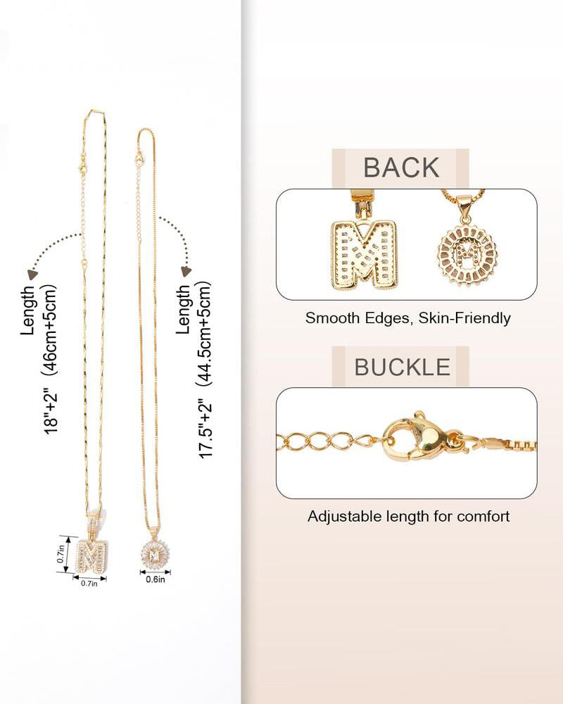 Initial Letter Pendant Necklaces -2 Pack