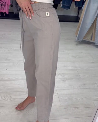Elastic Waist Drawstring Solid Casual Pant