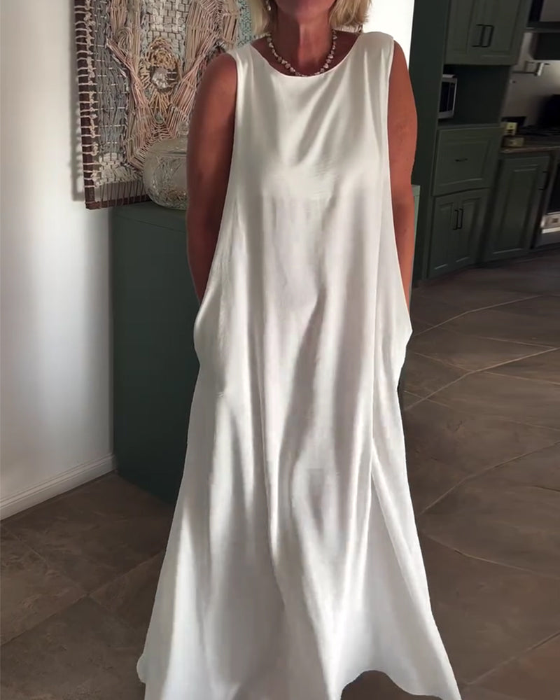 Sleeveless Loose Draped Long Dress